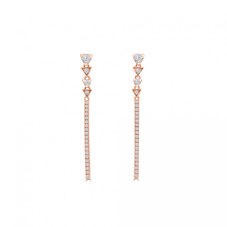 Diamond Triangle Drop Earrings in 18K Rose Gold