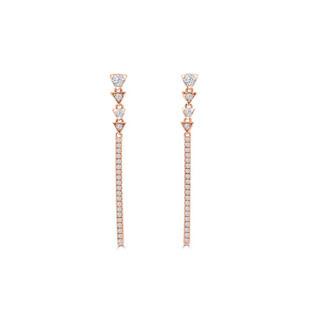 Diamond Triangle Drop Earrings in 18K Rose Gold