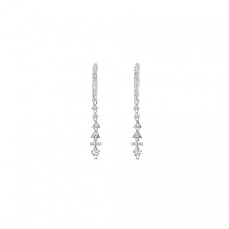 Diamond Triangle Drop Earrings in 18K White Gold