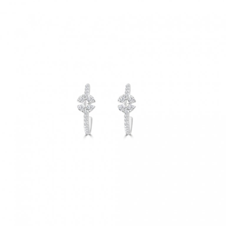Diamond Triangle Half Hoop Earrings in 18K White Gold