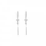 Diamond Triangle Huggie Drop Earrings in 18K White Gold