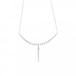 Diamond Curve Drop Necklace in 18K White Gold