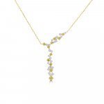 Yellow Sapphire Diamond Cluster Y Drop Necklace in 18K White Gold, 18K Yellow Gold