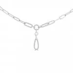 Diamond Paperclip Chain Drop Necklace in 18K White Gold