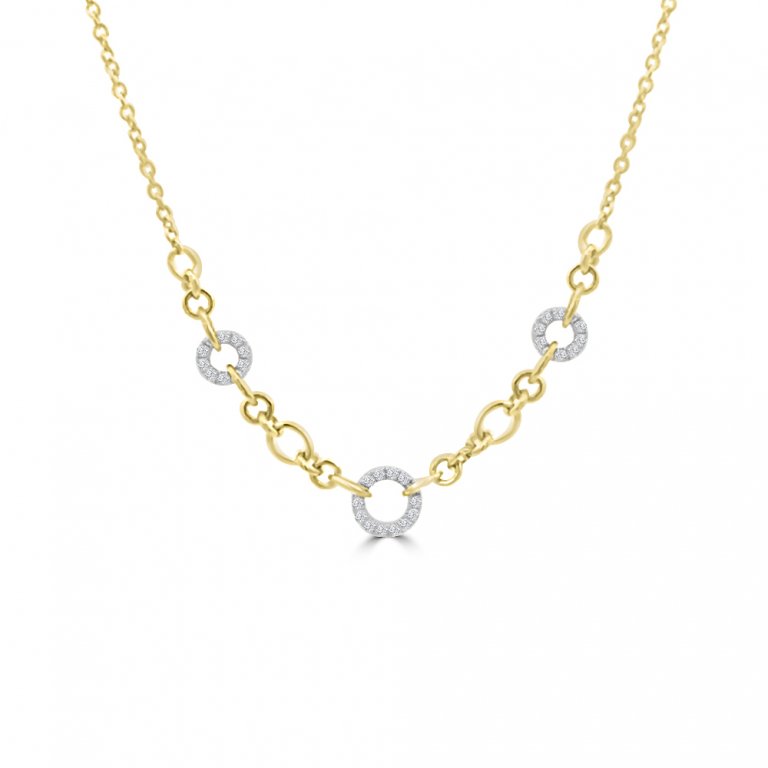 Diamond Links Necklace In 18K White Gold, 18K Yellow Gold