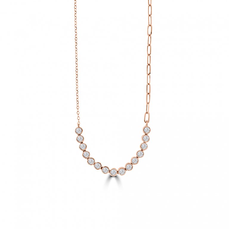 Diamond Paperclip Chain Necklace in 18K Rose Gold