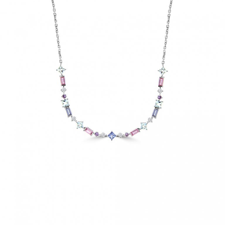 Multi-Sapphire Aquamarine Diamond Necklace