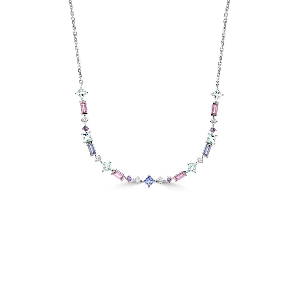 Multi-Sapphire Aquamarine Diamond Necklace