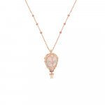 Rose Quartz Pink Sapphire Diamond Hot Air Balloon Pendant with Chain in 18K Rose Gold