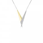 Diamond V-Shaped Pendant with Chain in 18K White Gold, 18K Yellow Gold
