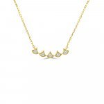 Diamond Fan Curve Pendant with Chain in 18K Yellow Gold