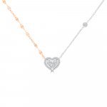 Diamond Heart Links Pendant with Chain in 18K White Gold, 18K Rose Gold