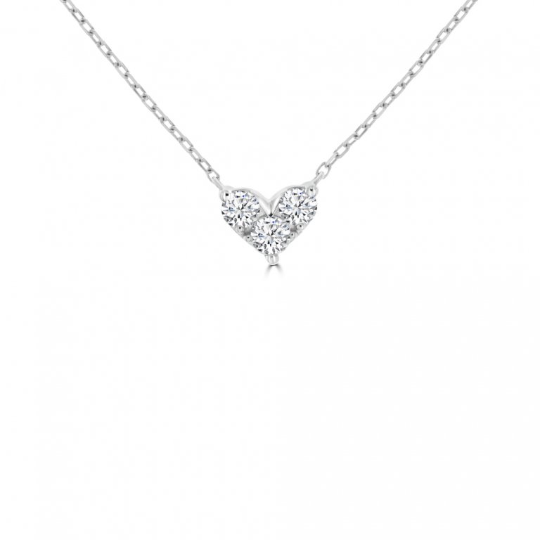 Diamond Heart Pendant with Chain in 18K White Gold