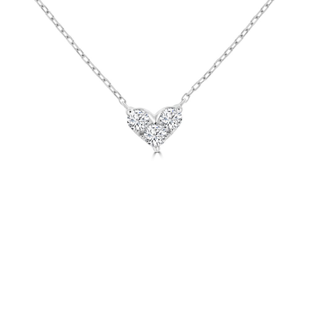 Diamond Heart Pendant with Chain in 18K White Gold