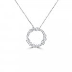 Graduated Diamond Open Circle Pendant with Chain in 18K White Gold