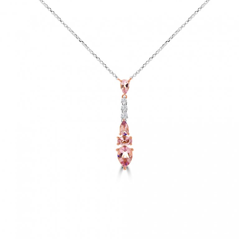 Morganite Diamond Drop Pendant with Chain
