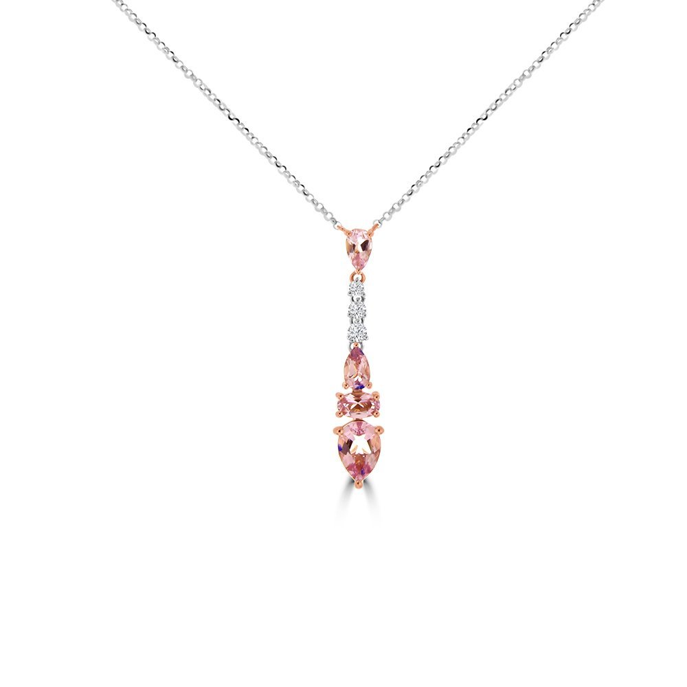 Morganite Diamond Drop Pendant with Chain