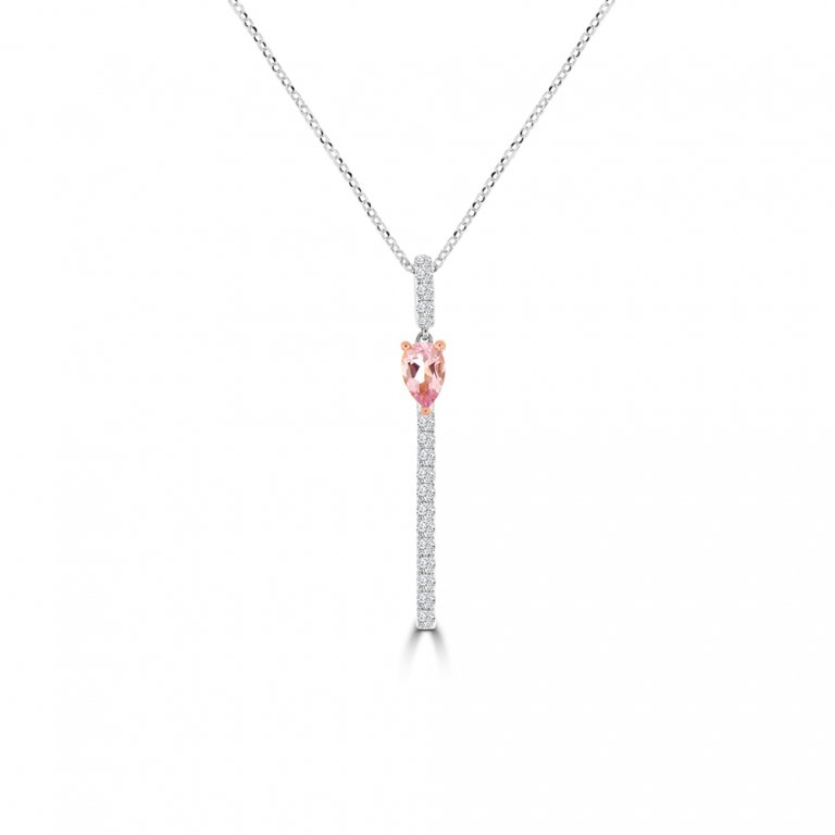 Morganite Diamond Drop Pendant with Chain
