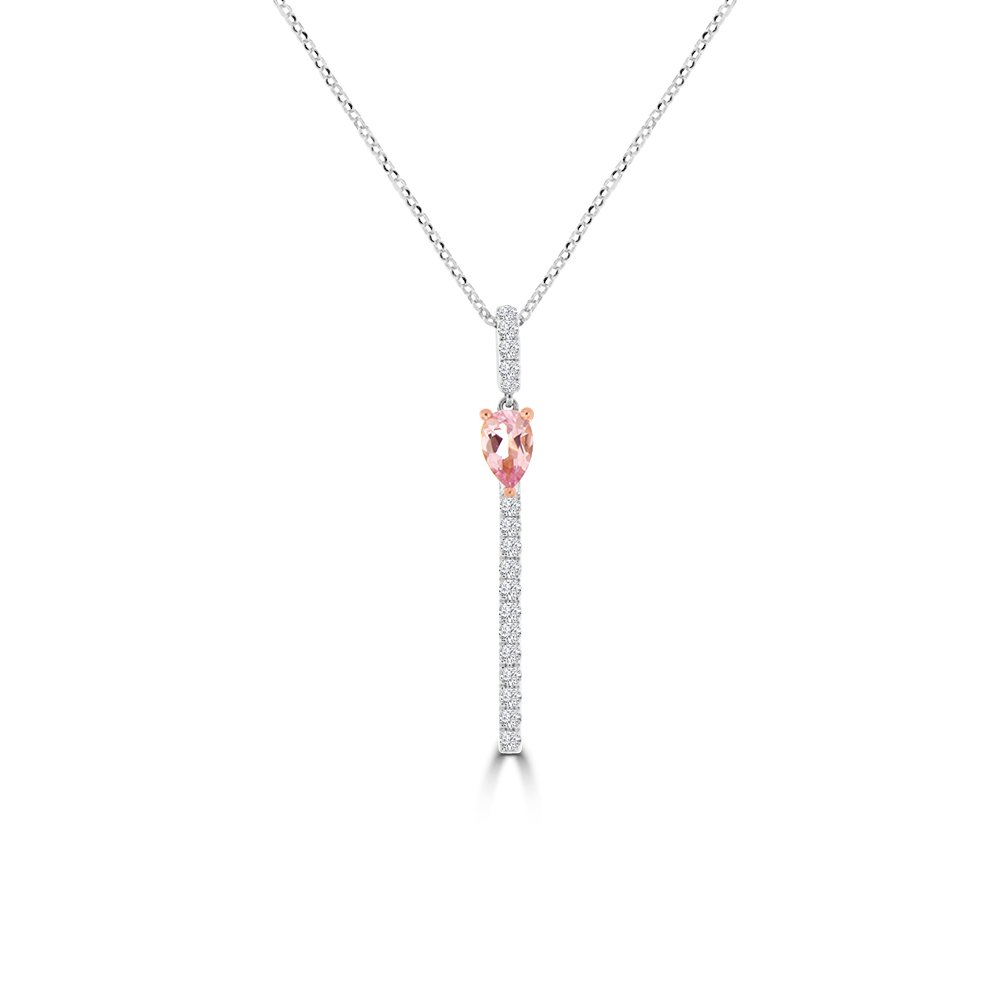 Morganite Diamond Drop Pendant with Chain