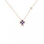 Pear Shaped Sapphire Diamond Flower Pendant with Chain