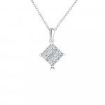 Diamond Princess Cut Cluster Pendant with Chain (M) in 18K White Gold