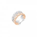 Diamond Heart Pattern Channel Ring in 18K White Gold, 18K Rose Gold