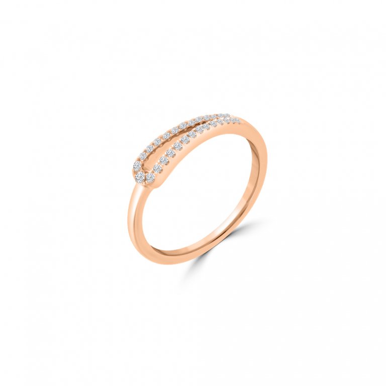 Diamond Teardrop Ring in 18K Rose Gold