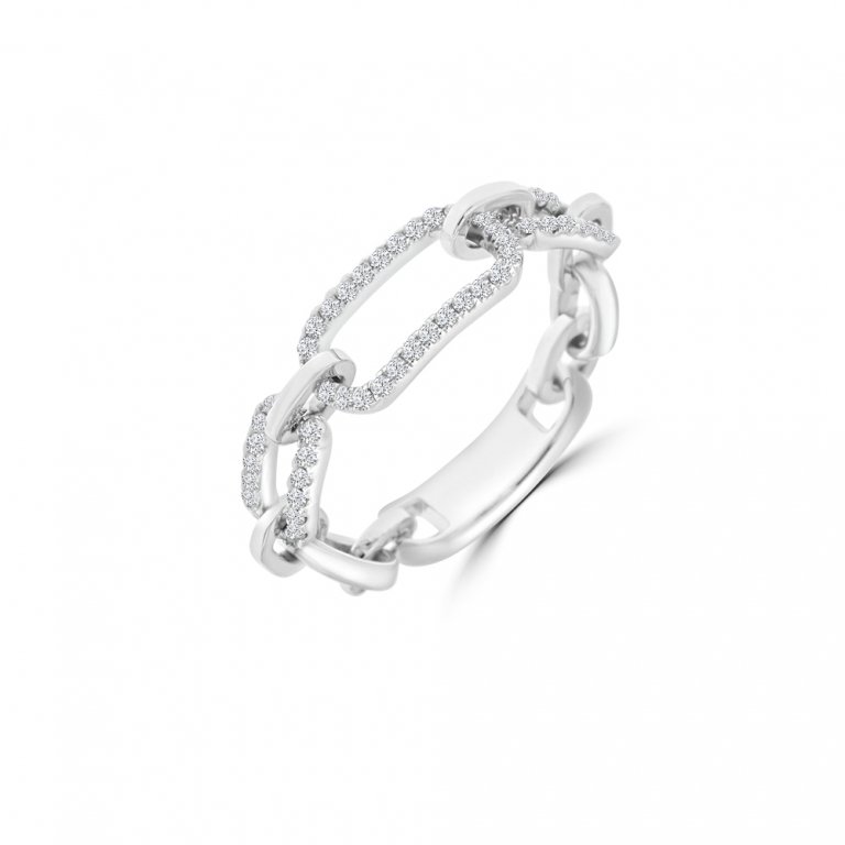Diamond Paperclip Chain Ring