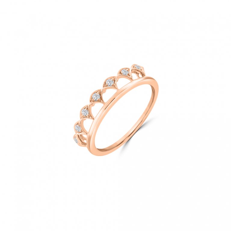 Diamond Fan Crown Ring in 18K Rose Gold