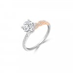 Diamond Asymmetrical Band Engagement Ring in 18K White Gold, 18K Rose Gold