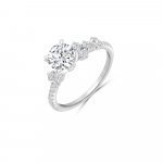 Diamond Asymmetrical Band Engagement Ring in 18K White Gold