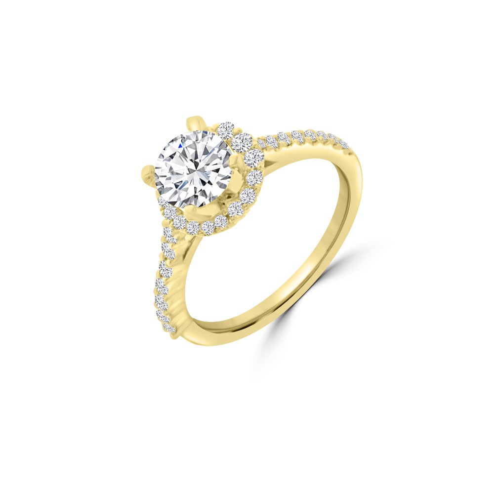 Diamond Asymmetrical Halo Engagement Ring