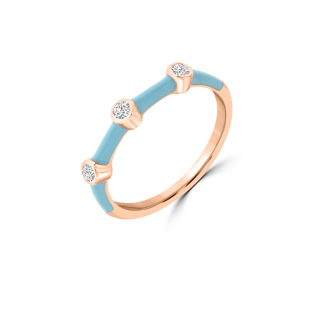 3-Stone Diamond Enamel Stackable Ring