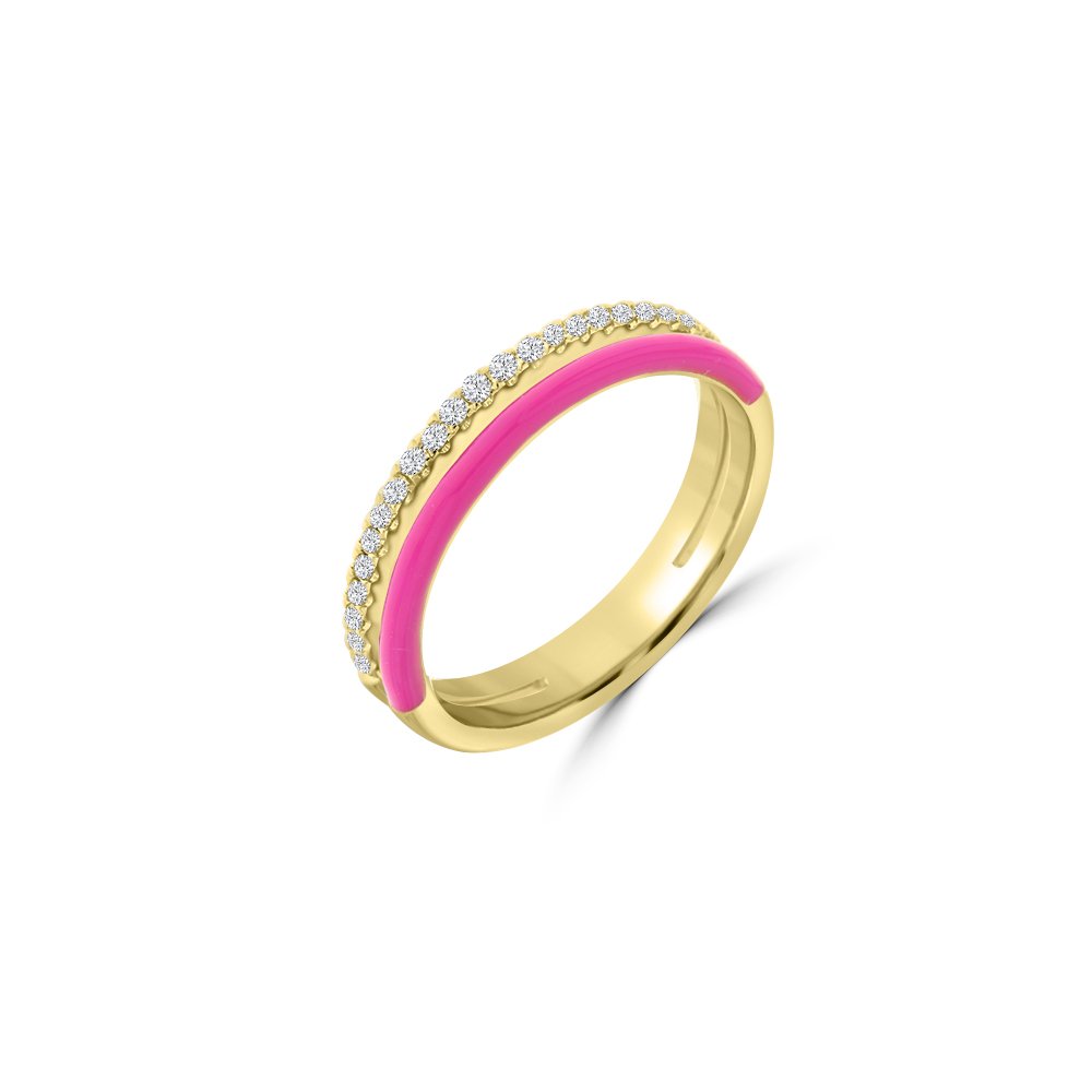 Diamond Enamel Double Band Stackable Ring