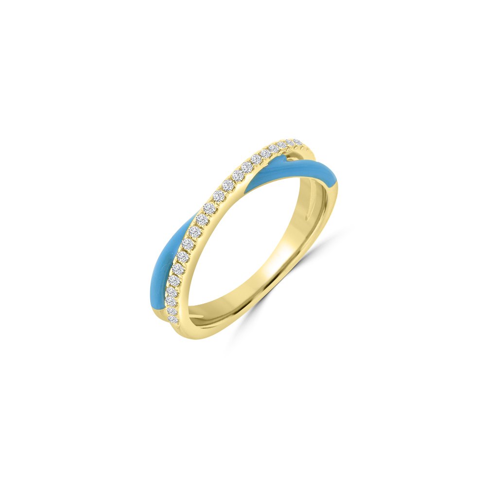 Diamond Enamel Criss Cross Stackable Ring