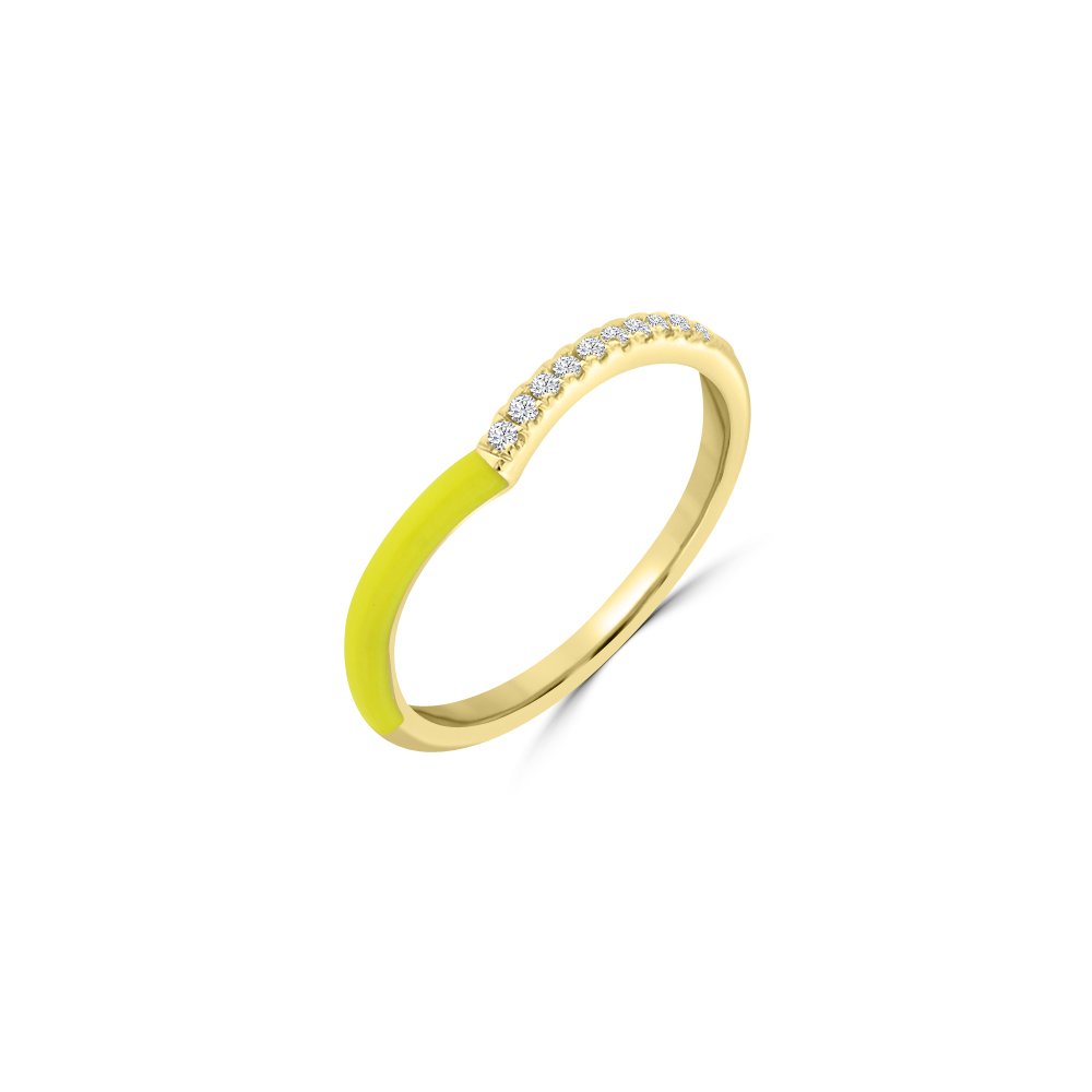 Diamond Enamel V-Shaped Stackable Ring