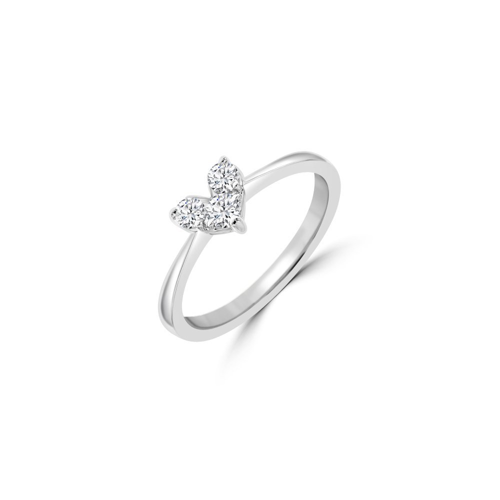 Diamond Heart Ring in 18K White Gold