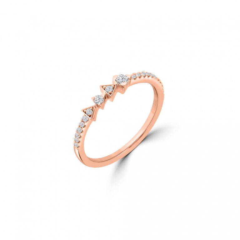 Diamond Triangle Ring in 18K Rose Gold