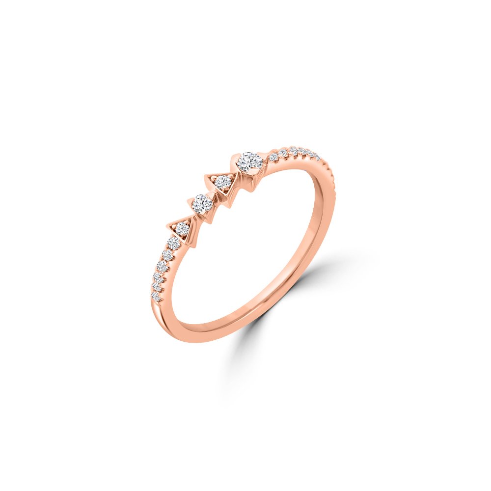 Diamond Triangle Ring in 18K Rose Gold