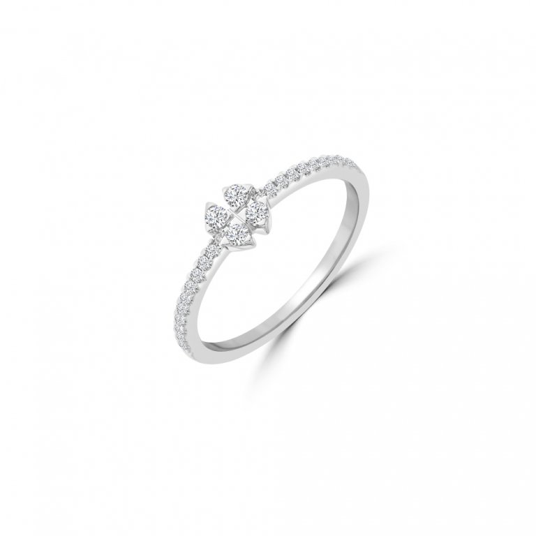 Diamond Triangle Ring in 18K White Gold
