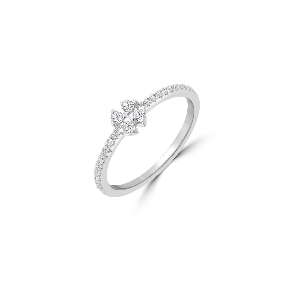 Diamond Triangle Ring in 18K White Gold