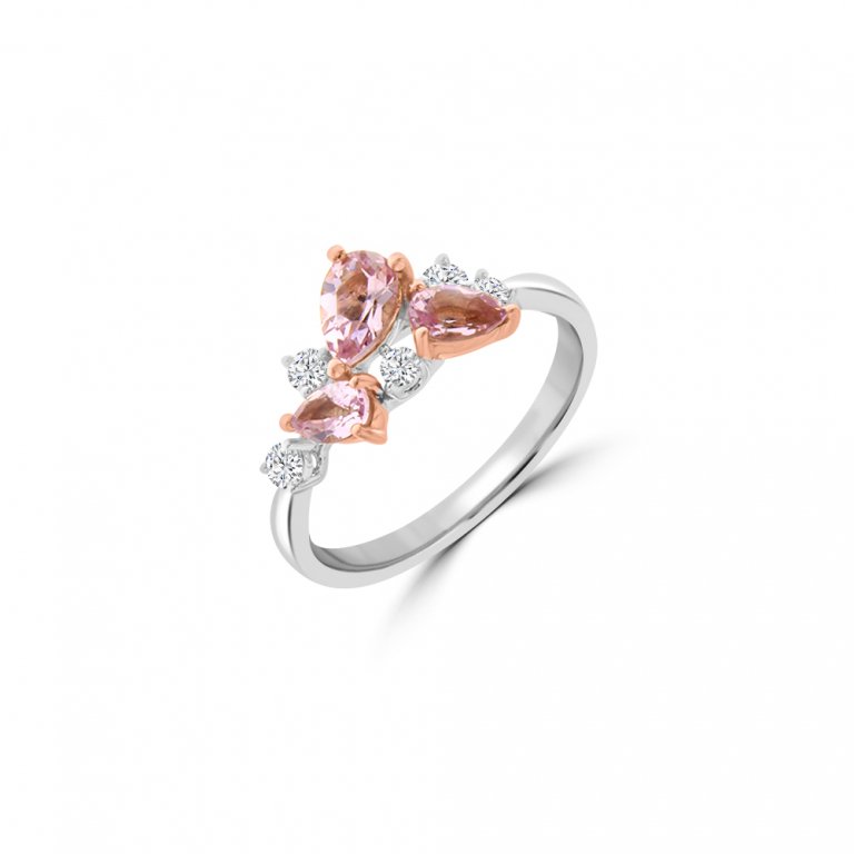 Cluster Morganite Diamond Ring