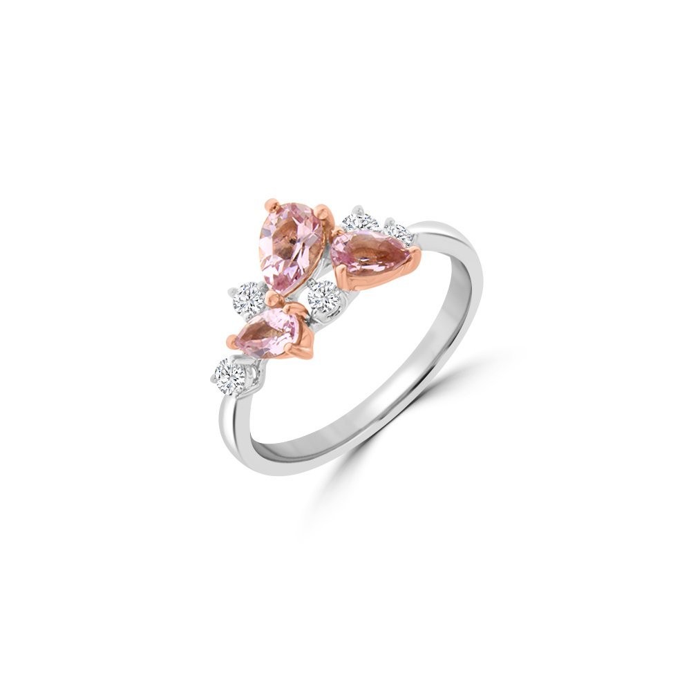 Cluster Morganite Diamond Ring