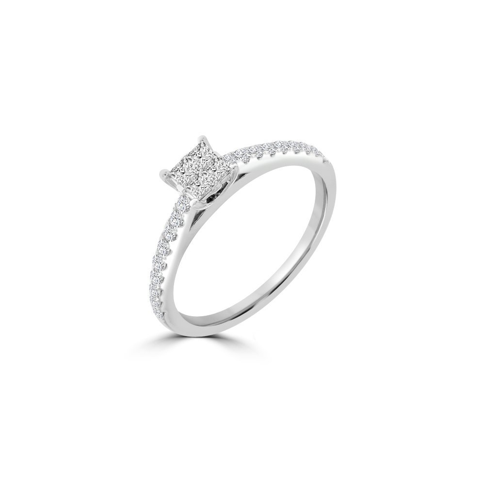 Diamond Princess Cut Cluster Pavé Ring (S)