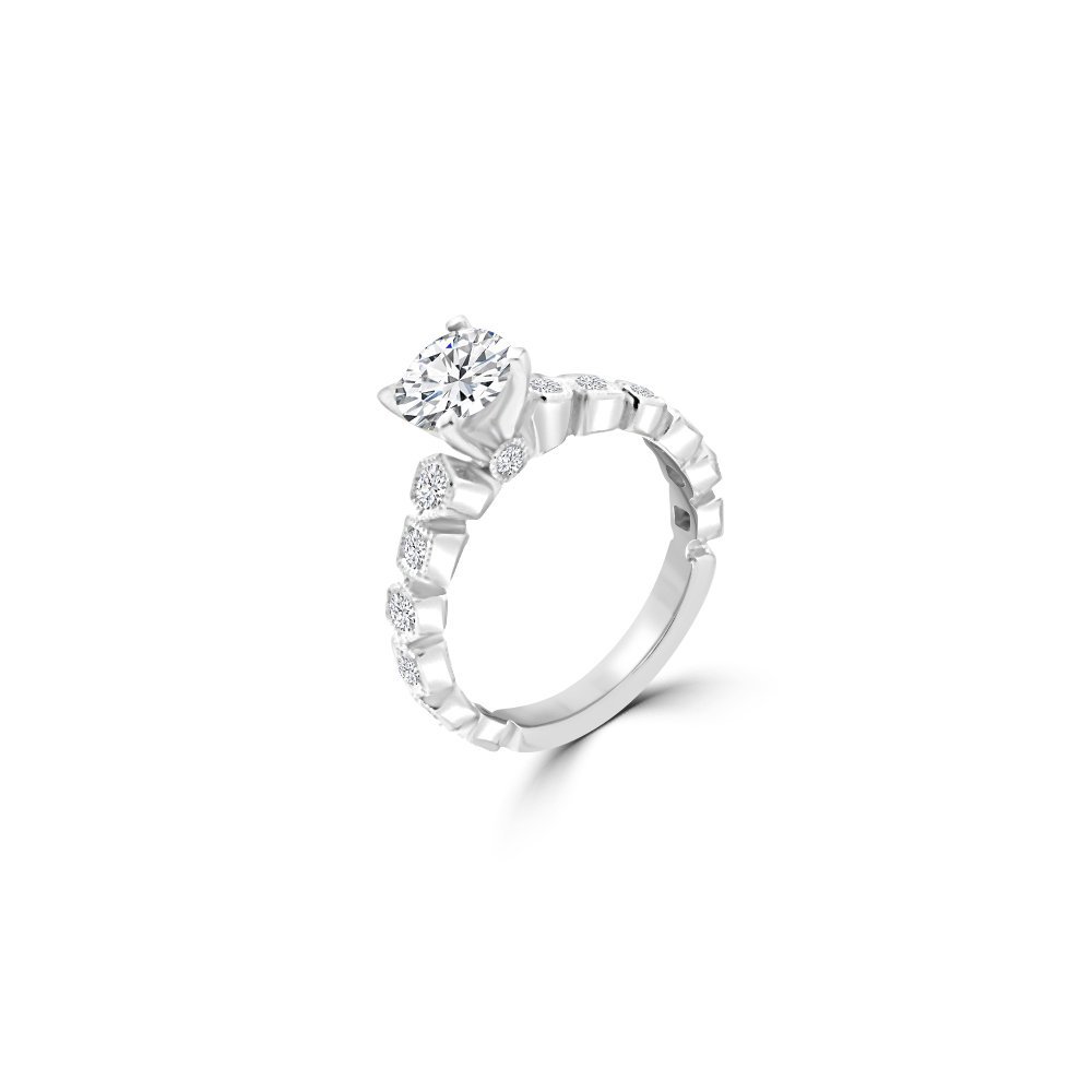 Diamond Geometric Shank Engagement Ring