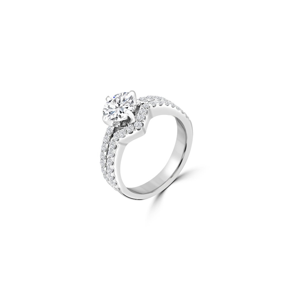 Diamond V Shaped Engagement Ring