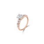Diamond Scattered Band Engagement Ring in 18K White Gold, 18K Rose Gold