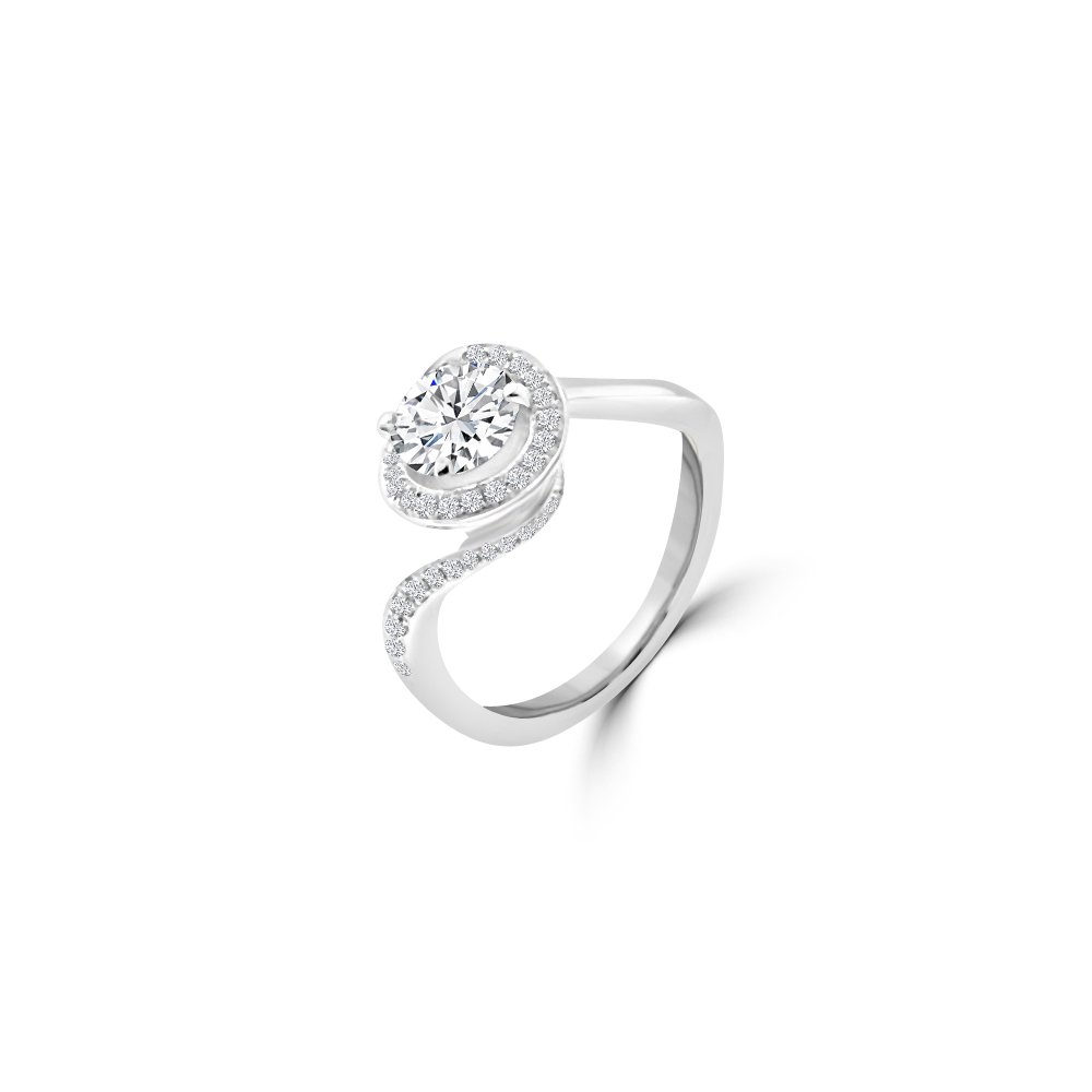 Diamond Halo Bypass Engagement Ring