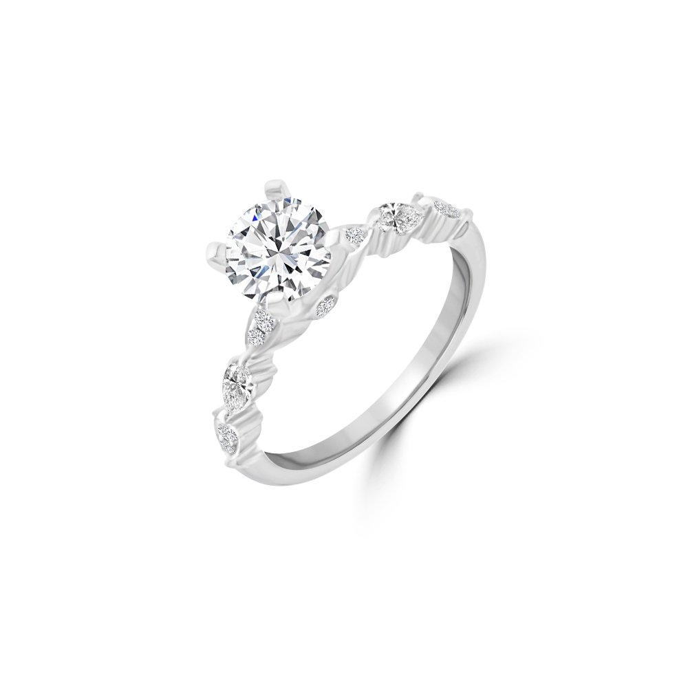Diamond Pattern Shank Engagement Ring