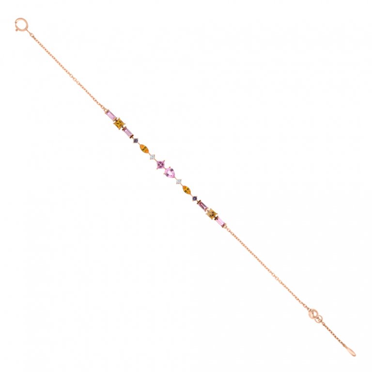 Multi Sapphire Diamond Bracelet in 18K Rose Gold